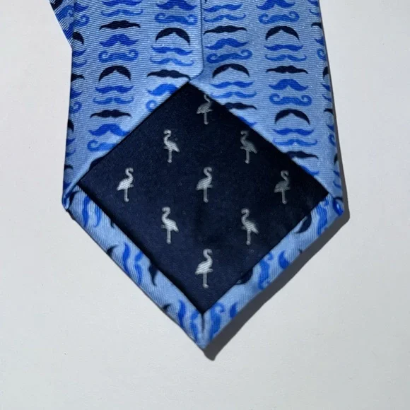 👔EUC Tailorbyrd Men’s Tie - Blue with Mini Mustaches - Picture 3 of 6
